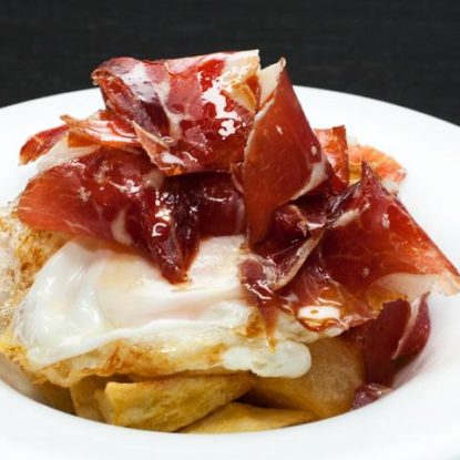 Huevos rotos con jamón ibérico or Broken Eggs with Iberian Ham
