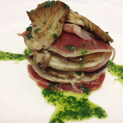 Mushrooms timbale with Jamón Ibérico de Bellota