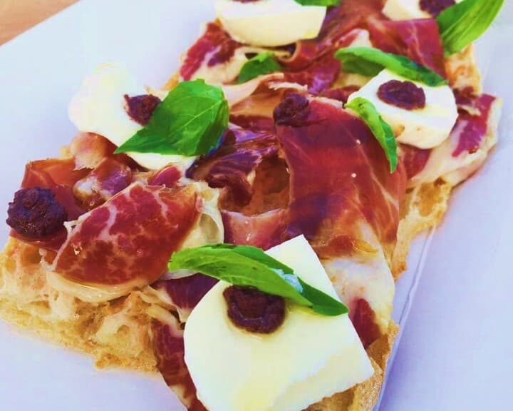 Jamon Mozzarella and Basil Toast | Acorn-fed Ibérico Ham, Mozzarella and Basil Toast