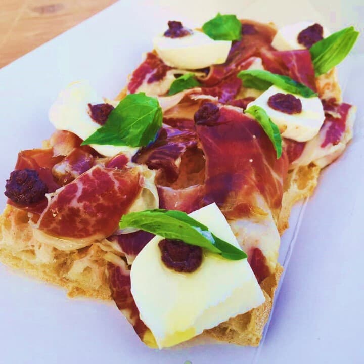 Acorn-fed Ibérico Ham, Mozzarella and Basil Toast