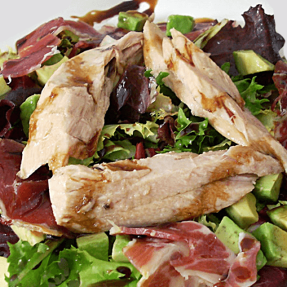 Tuna belly salad, avocado, patanegra and Pedro Ximenez vine reduction