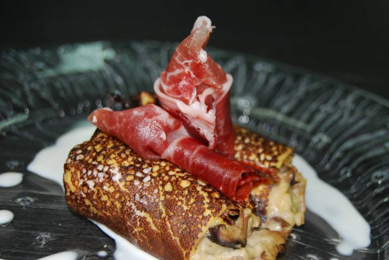 Ibérico Ham Crepes with Manchego Cheese & Mushrooms