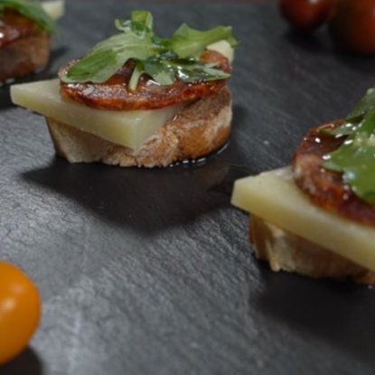 Chorizo Ibérico de Bellota and Manchego Cheese toast