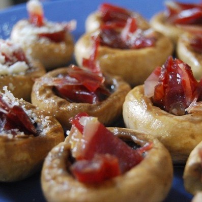 Mushrooms stuffed with Jamón Ibérico de Bellota